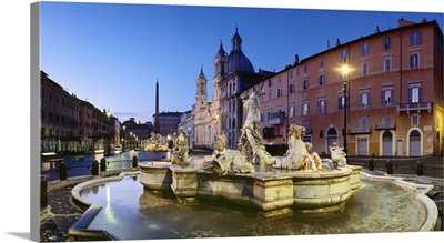 Italy, Roma district, Rome, Piazza Navona, Fountain of Neptune