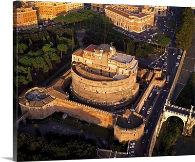 Italy, Rome, Aerial of Castel Sant'Angelo