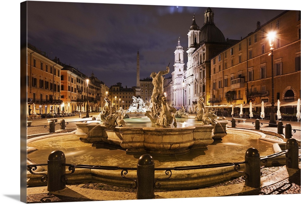 Italy, Latium, Mediterranean area, Rome, Piazza Navona, Fountain of Neptune