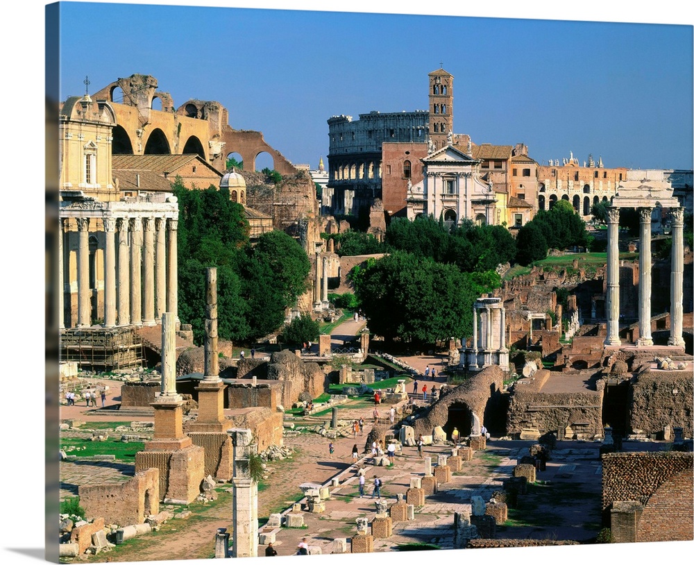 Italy, Rome, Roman Forum and Coliseum