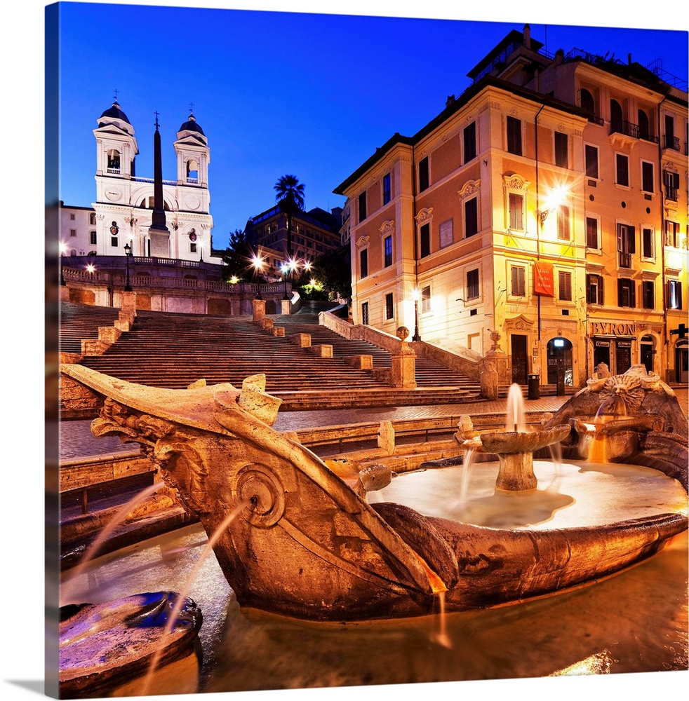 Italy, Latium, Mediterranean area, Rome, Spanish Steps, Trinit.. dei Monti, Barcaccia Fountain from famous architect Bernini