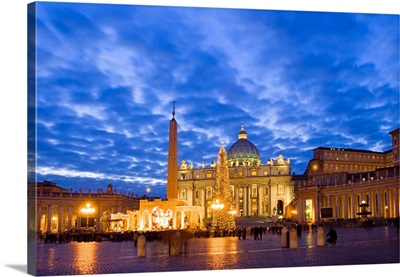 Italy, Rome, St Peter's Square, St Peter's Basilica, Christmas Tree