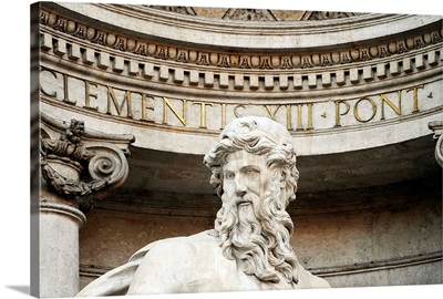 Italy, Rome, Trevi Fountain, Closeup of Oceanus Sculpture