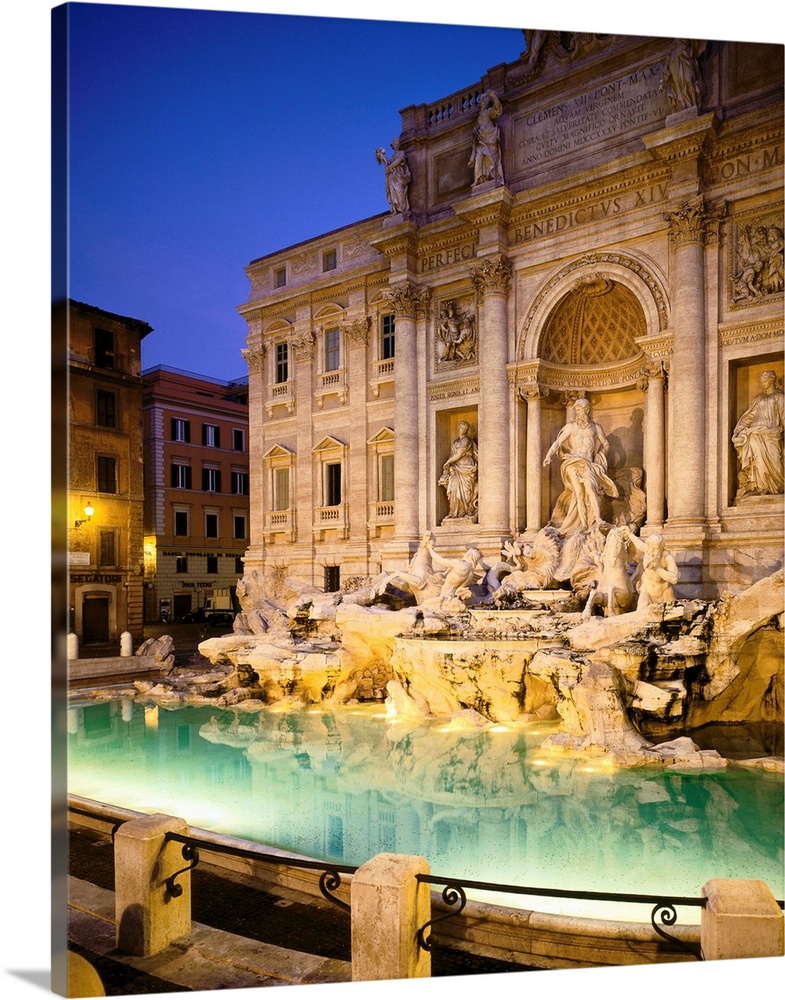 Italy, Rome, Trevi Fountain, night