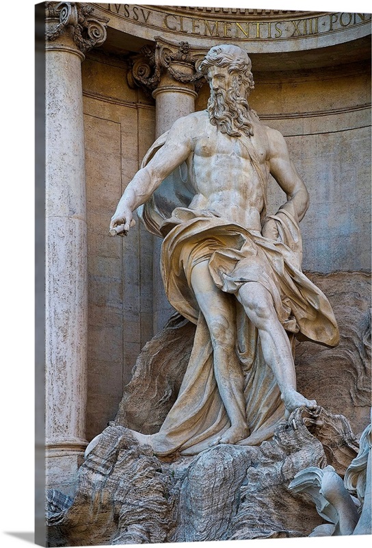 Italy, Rome, Trevi Fountain, Oceanus Sculpture 