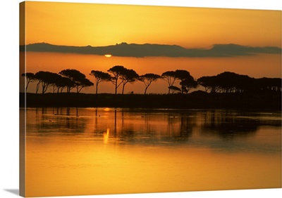 Italy, Sardinia, Mediterranean sea, Budoni Beach at sunset