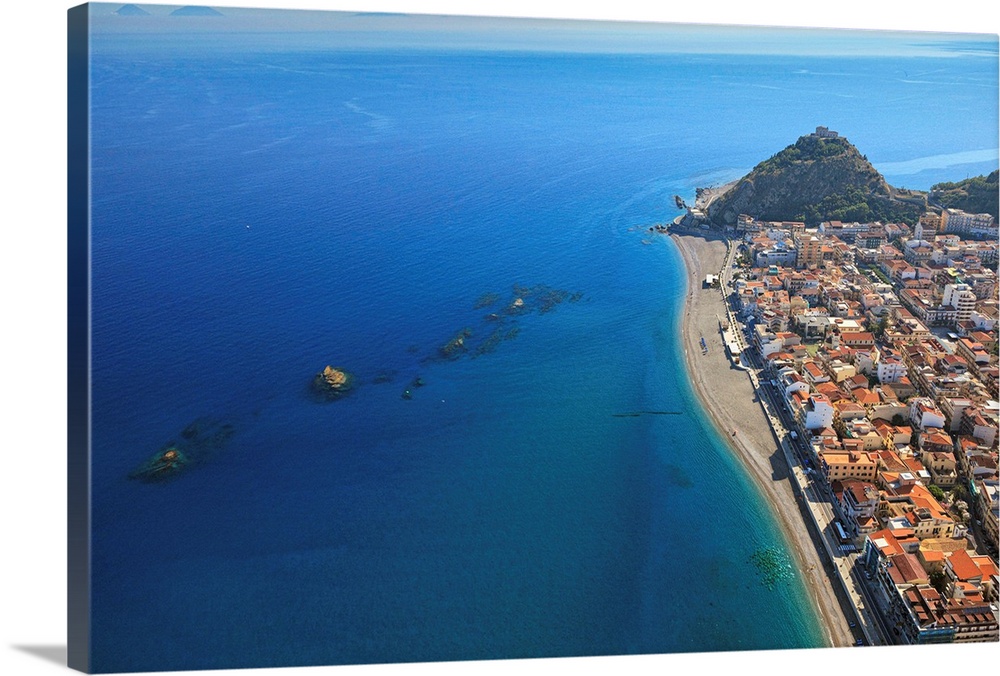 Italy, Sicily, Aerial view of Capo d'Orlando, Monte della Madonna