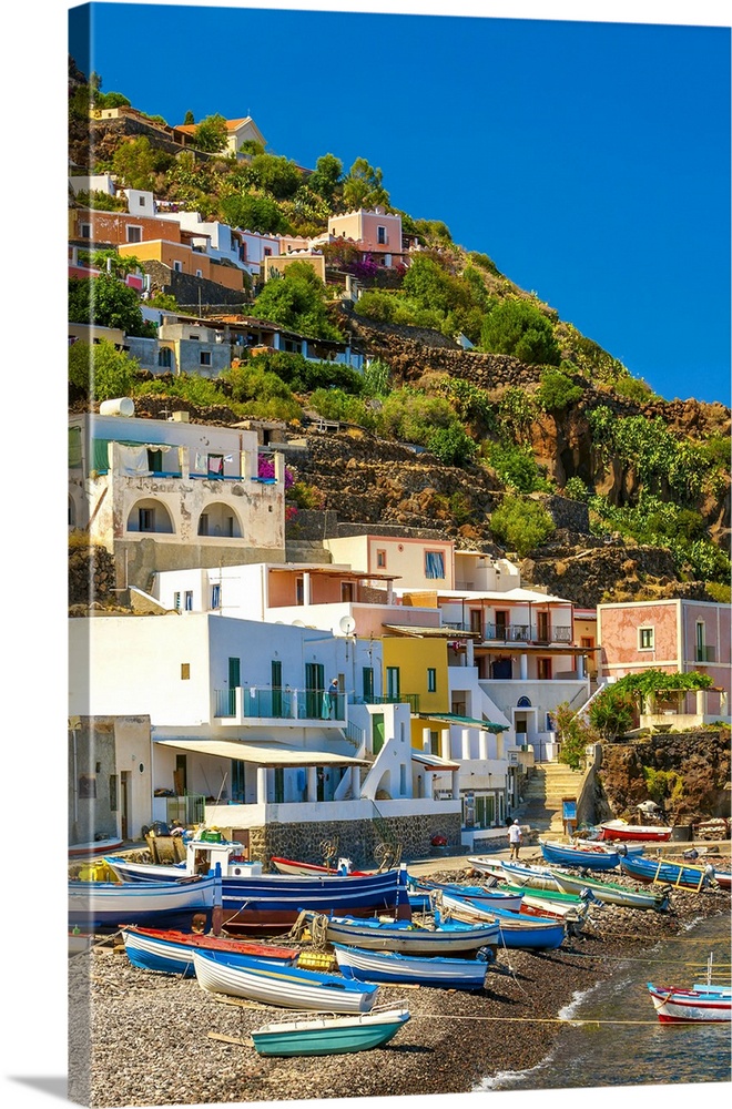 Italy, Sicily, Mediterranean sea, Tyrrhenian sea, Messina district, Aeolian islands, Lipari islands, Alicudi, View of port