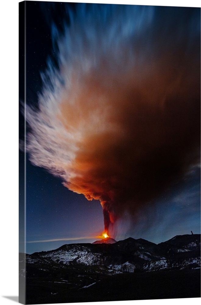 Italy, Sicily, Messina district, Mount Etna, Etna volcano eruption.