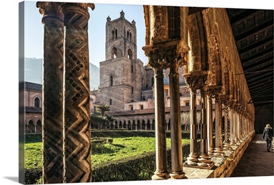 Italy, Sicily, Monreale, Cathedral, the cloister of Benedictine convent