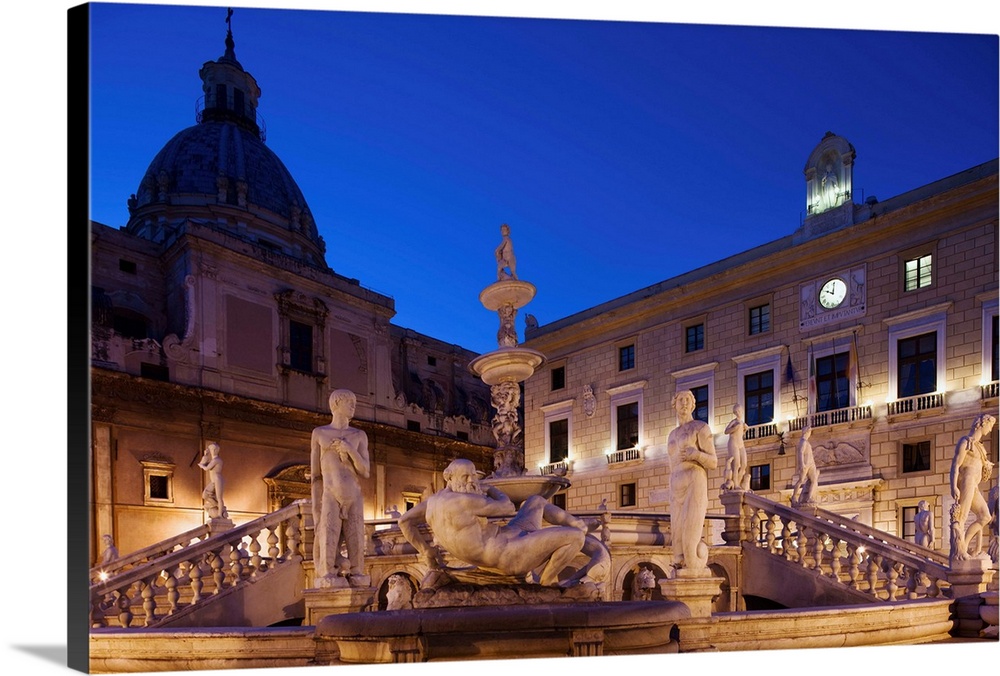 Italy, Sicily, Palermo, Piazza Pretoria, Mediterranean area, Palermo district, Travel Destination, Fountain