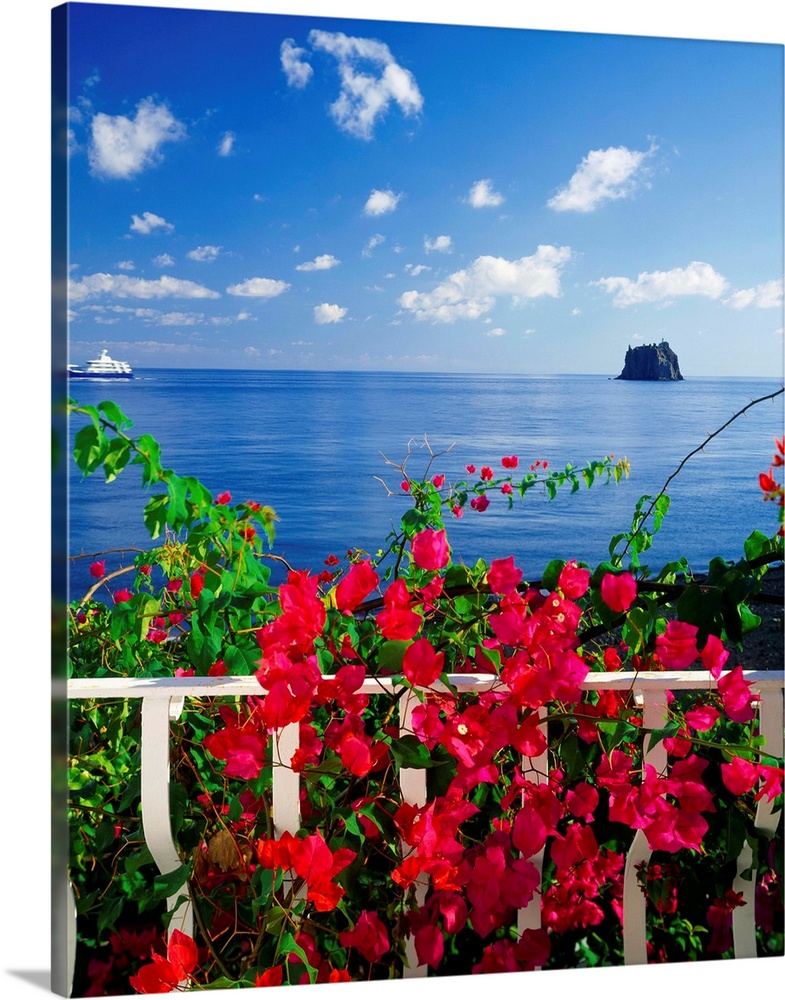 Italy, Sicily, View from Stromboli island towards the Strombolicchio islet