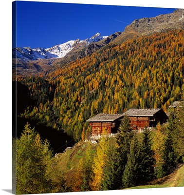 Italy, South Tyrol, Bolzano, Val d'Ultimo, Santa Gertrude village, typical houses