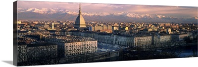 Italy, Turin, Cityscape and Alpi in background