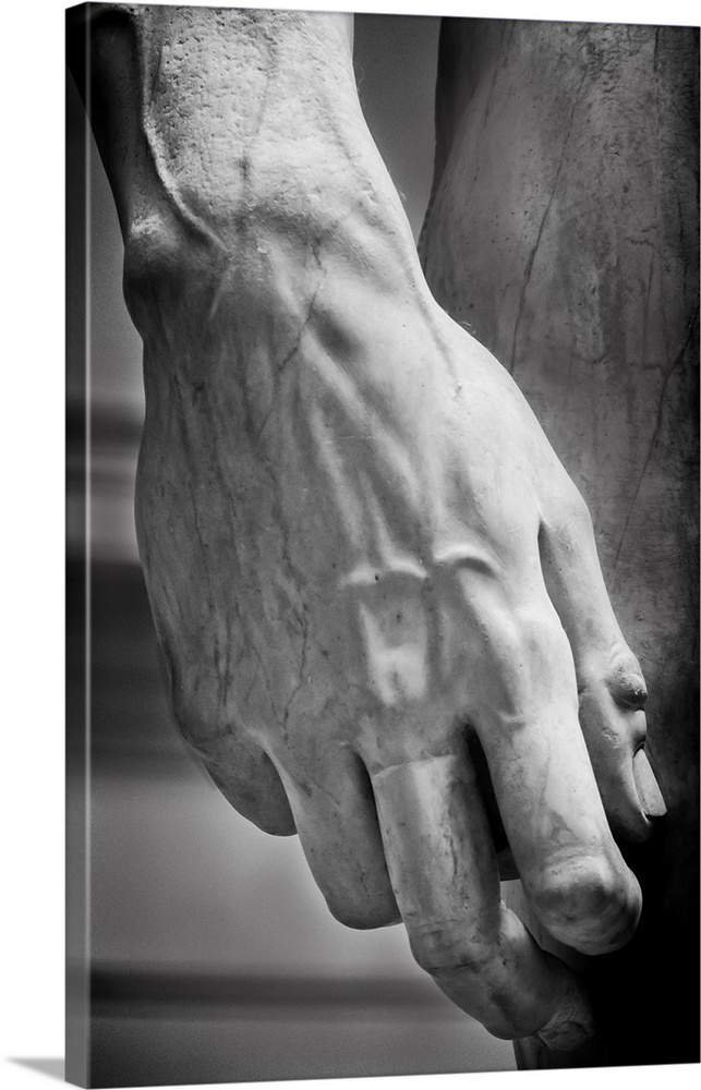 Italy, Tuscany, Firenze district, Florence, Accademia, Museo (Museum) dell'Accademia, David by Michelangelo, detail of the...