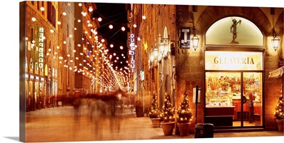 Italy, Tuscany, Florence, Versilia, Via Dei Calzaiuoli, Christmas lights