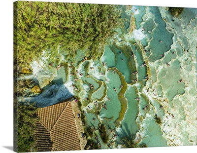 Italy, Tuscany, Maremma, Saturnia, Amazing Top View Of The Saturnia Thermal Baths