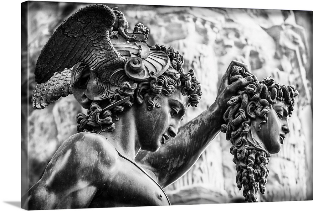 Italy, Tuscany, Firenze district, Florence, Piazza della Signoria, Loggia dei Lanzi, Benvenuto Cellini, detail of Perseus ...