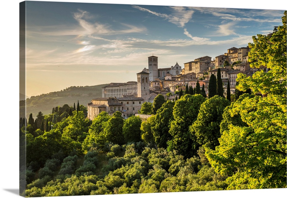 Italy, Umbria, Perugia district, Assisi, View of the town from Suore di Santa Brigida di Svezia Monastery.