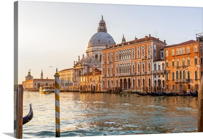Italy, Venetian Lagoon, Venice, Santa Maria Della Salute And The Grand Canal At Sunrise