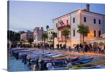 Italy, Veneto, Garda Lake, Bardolino, Little harbour and historical centre