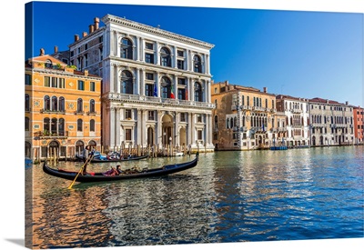 Italy, Veneto, Venetian Lagoon, Venice, Venezia, Gondola Ride On The Grand Canal