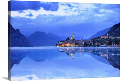 Italy, Veneto, Verona District, Lake Garda, Malcesine, Panoramic View Of Malcesine