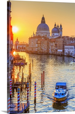 Italy, Venice, Santa Maria Della Salute And The Grand Canal At Sunrise