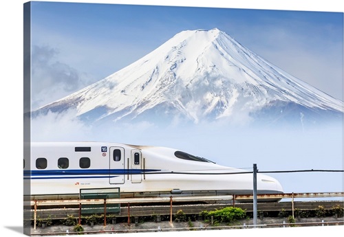 Japan Chubu Shinkansen Bullet Train And Mount Fuji In The Background Wall Art Canvas Prints Framed Prints Wall Peels Great Big Canvas