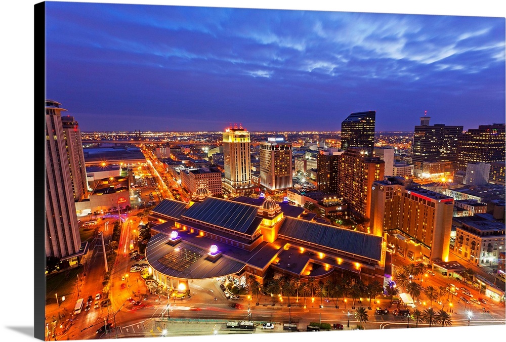 Louisiana, New Orleans, skyline view of downtown and Harrah's casino