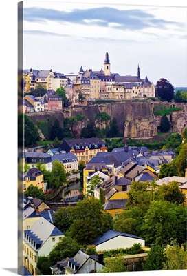 Luxembourg, view of the old town along Alzette valley