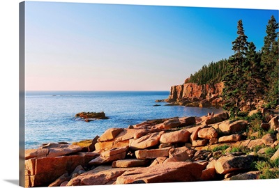 Maine, Mount Desert Island, Otter Cliffs at dawn