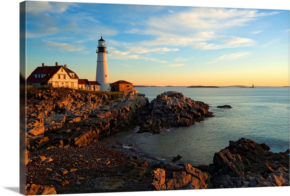 Maine Portland Atlantic Ocean New England The Portland Head Lighthouse At Dawn Wall Art 