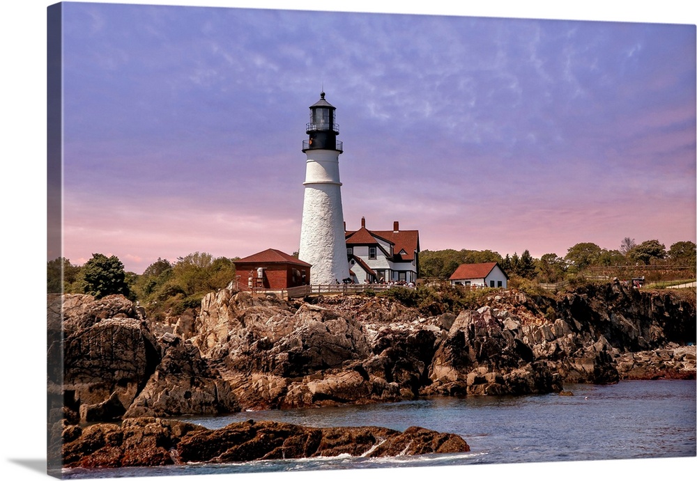 Maine, Portland, Atlantic Ocean, New England, Cape Elizabeth Lighthouse, Portland Head Light at Cape Elizabeth.