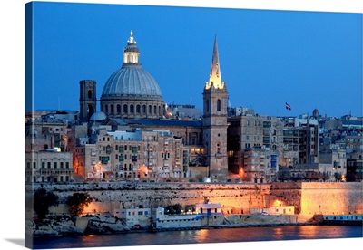 Malta, Mediterranean sea, Valletta, Valetta, View with St John's Co-Cathedral