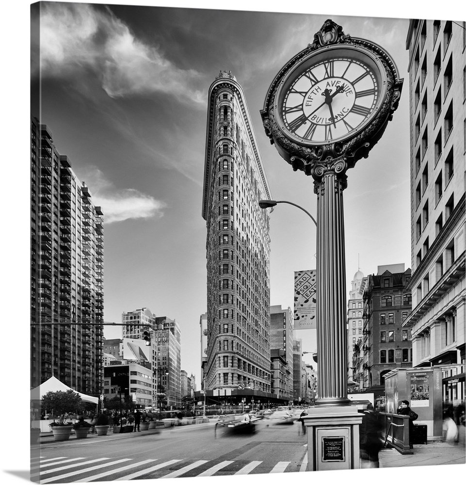 USA, New York City, Manhattan, Flatiron District, Flatiron Building, Manhattan oldest skyscraper and its clock