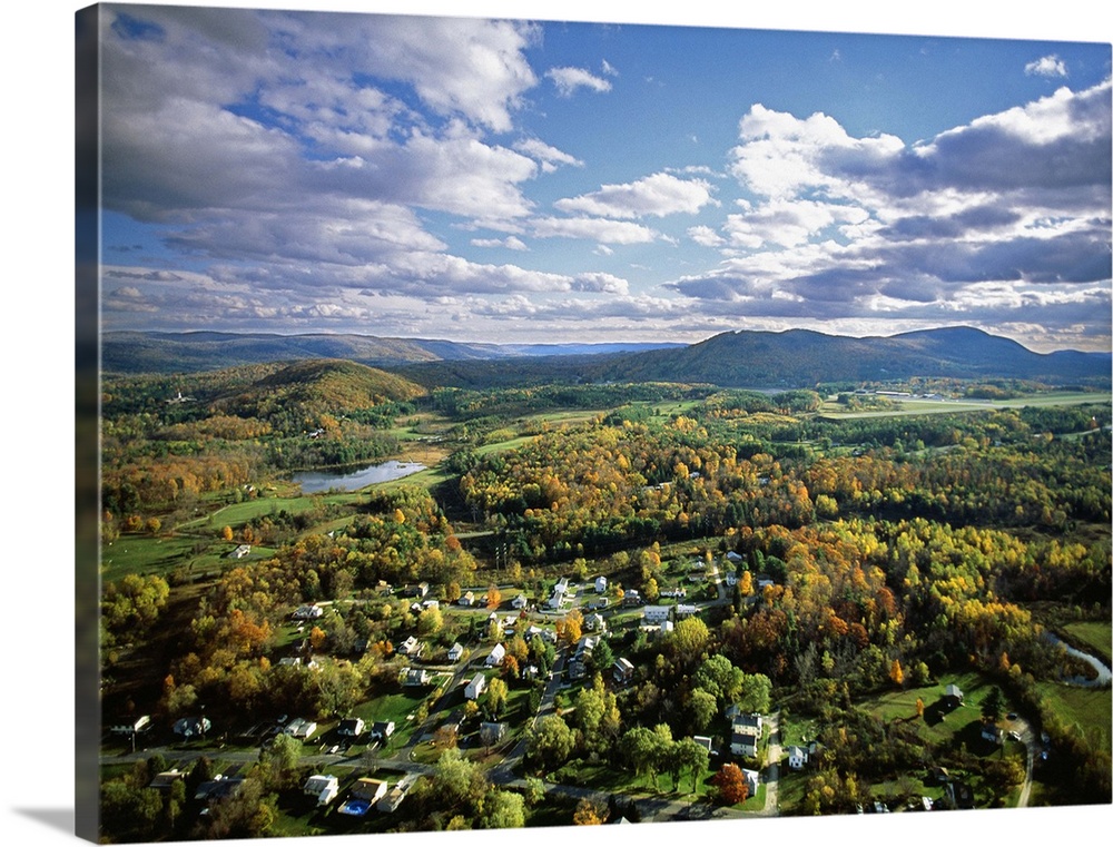 United States, USA, Massachusetts, Berkshire, Air view near the town