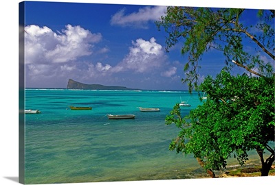 Mauritius, View of Coin de Mire Island, near Grand Baie