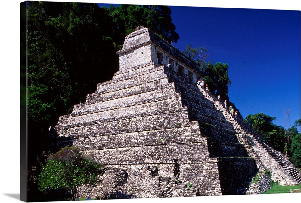 Mexico Palenque Archaeological Site Palace And Temple Of The Inscriptions Wall Art Canvas