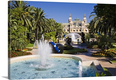 Monaco, Monte Carlo, Casino and Jardins de Boulingrins with Sophia Vari sculptures