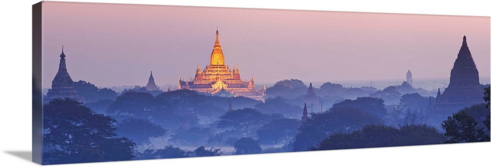 Myanmar, Mandalay, Bagan, Sunrise over the plain of Bagan.