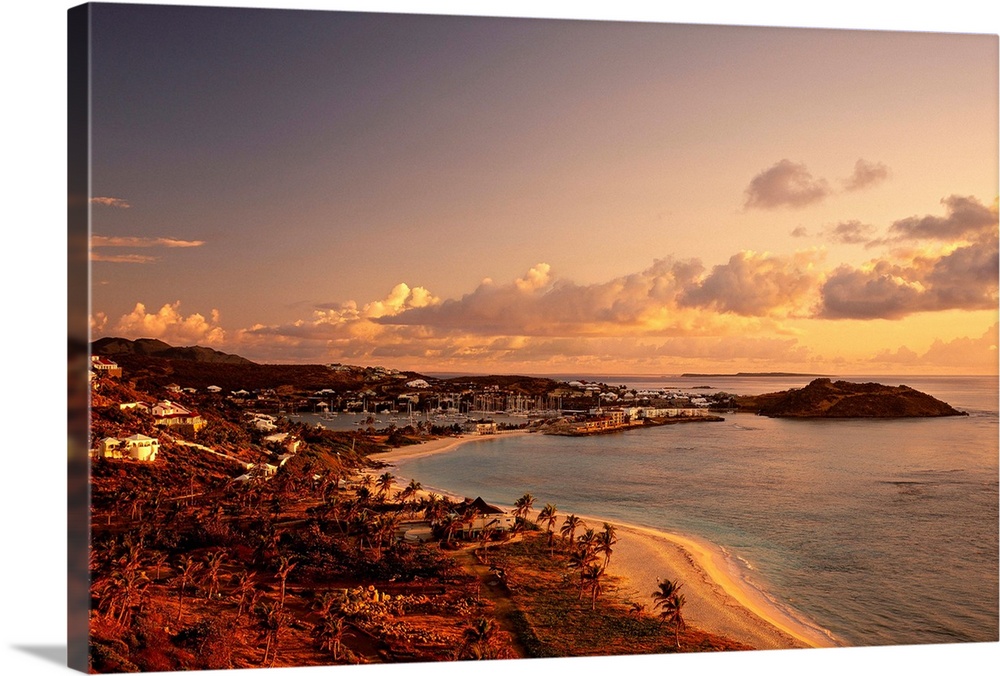 Netherlands Antilles, Dutch Saint Martin, St Maarten, View towards Dawn Beach and Oyster Pond
