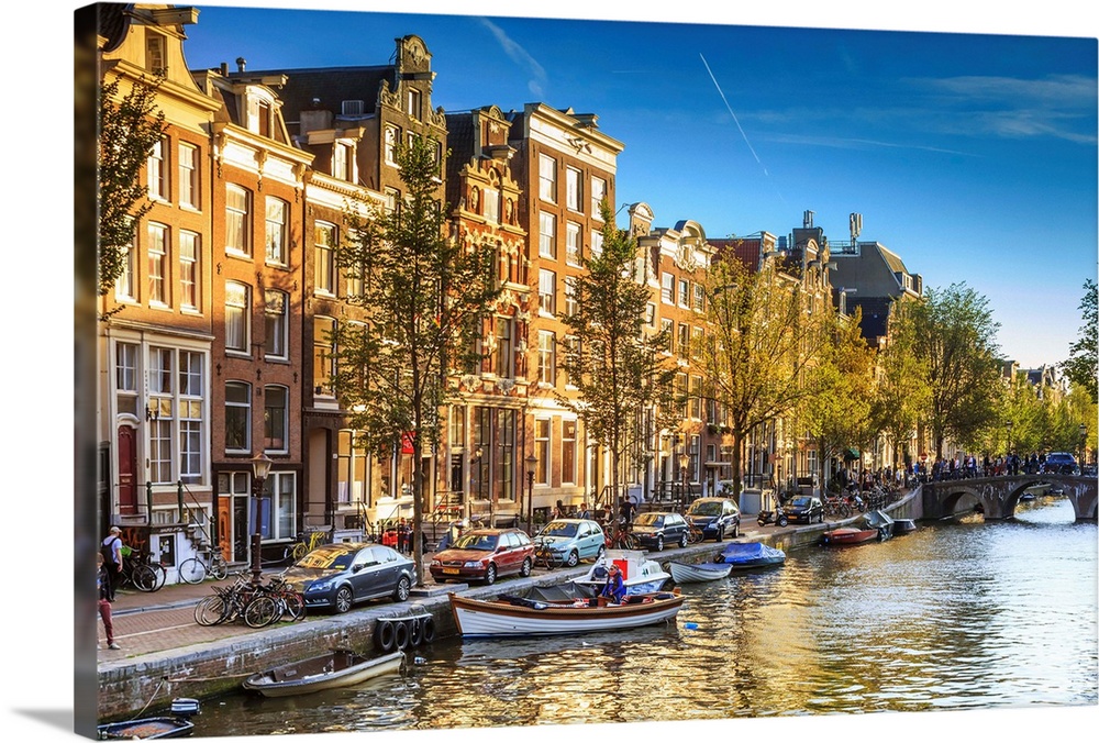 Netherlands, North Holland, Benelux, Amsterdam, Prinsengracht Westerkerk on Prinsengracht Canal.
