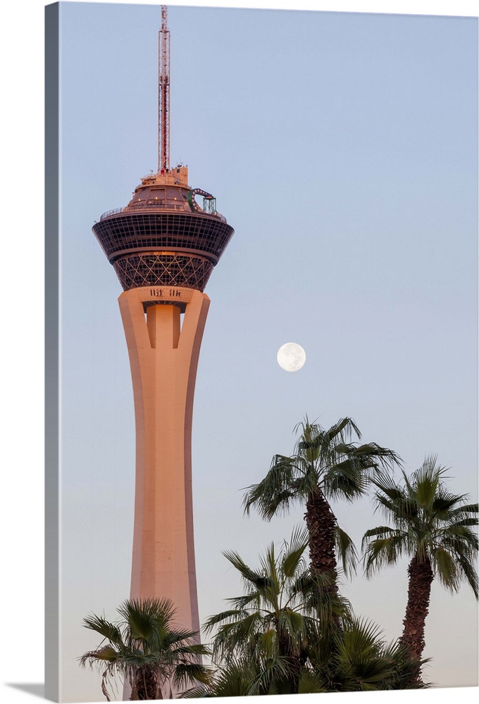 USA, Nevada, Las Vegas, Stratosphere Tower at dawn.