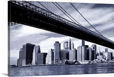 New York City, Brooklyn, Brooklyn Bridge Black and White vintage look