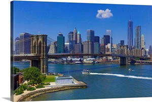 New York City, East River, Manhattan, Brooklyn Bridge, View from Manhattan bridge image thumbnail