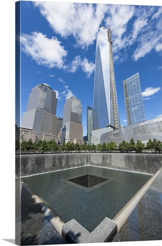 New York City, Manhattan, One World Trade Center, Ground Zero memorial  Solid-Faced Canvas Print