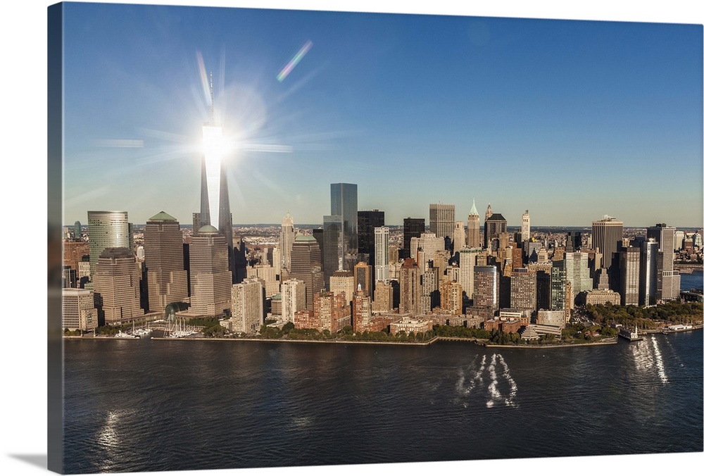 USA, New York City, Manhattan, Lower Manhattan, Aerial view of Manhattan, Freedom Tower, Financial District.