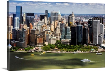 New York City, Manhattan, Battery park from a helicopter