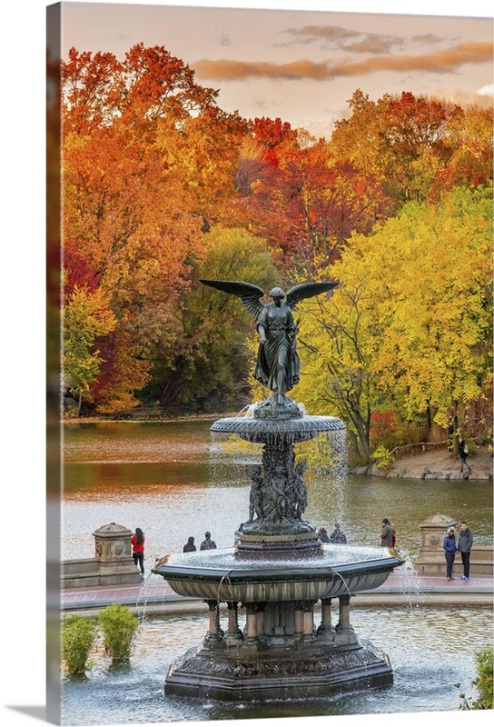 New York City Framed Art Black and White: The Bethesda Fountain in